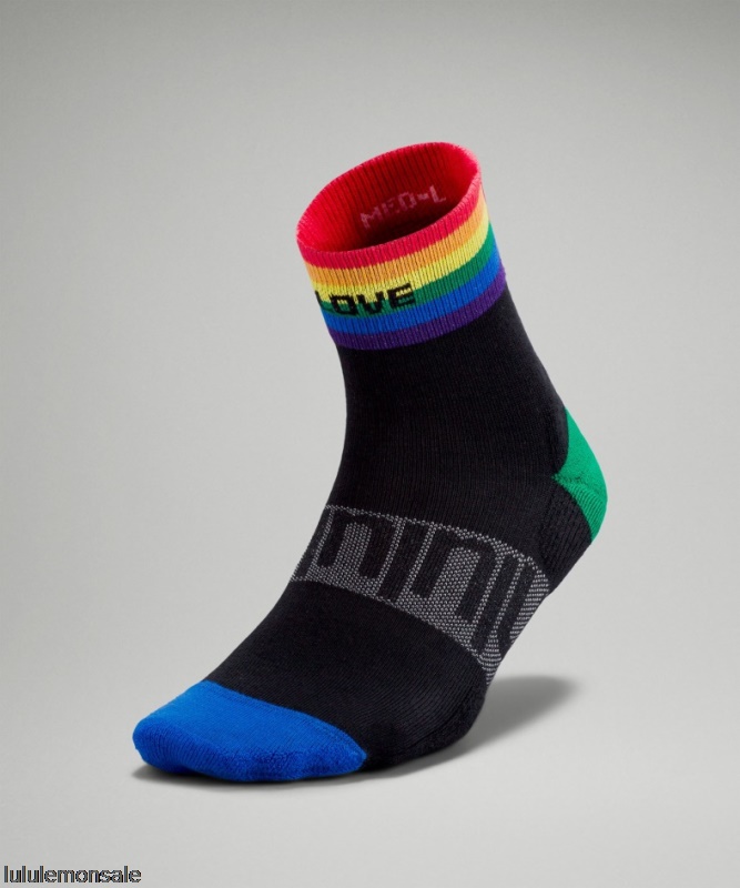 Lululemon Damen DELULU439 | Lululemon Deutschland Black Daily Stride Mid-crew Socke Rainbow